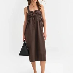 knee length dresses for ladies Sofie the Label Harper White Linen Strapless Midi Dress – Momni Boutique